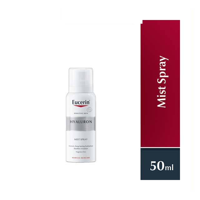 Eucerin Hyaluron Mist Spray 50ml bottle for hydration and skin revitalization