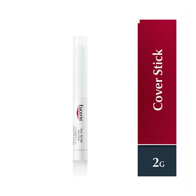 Eucerin ProAcne Cover Stick in 2G packaging for targeted acne treatment and coverage