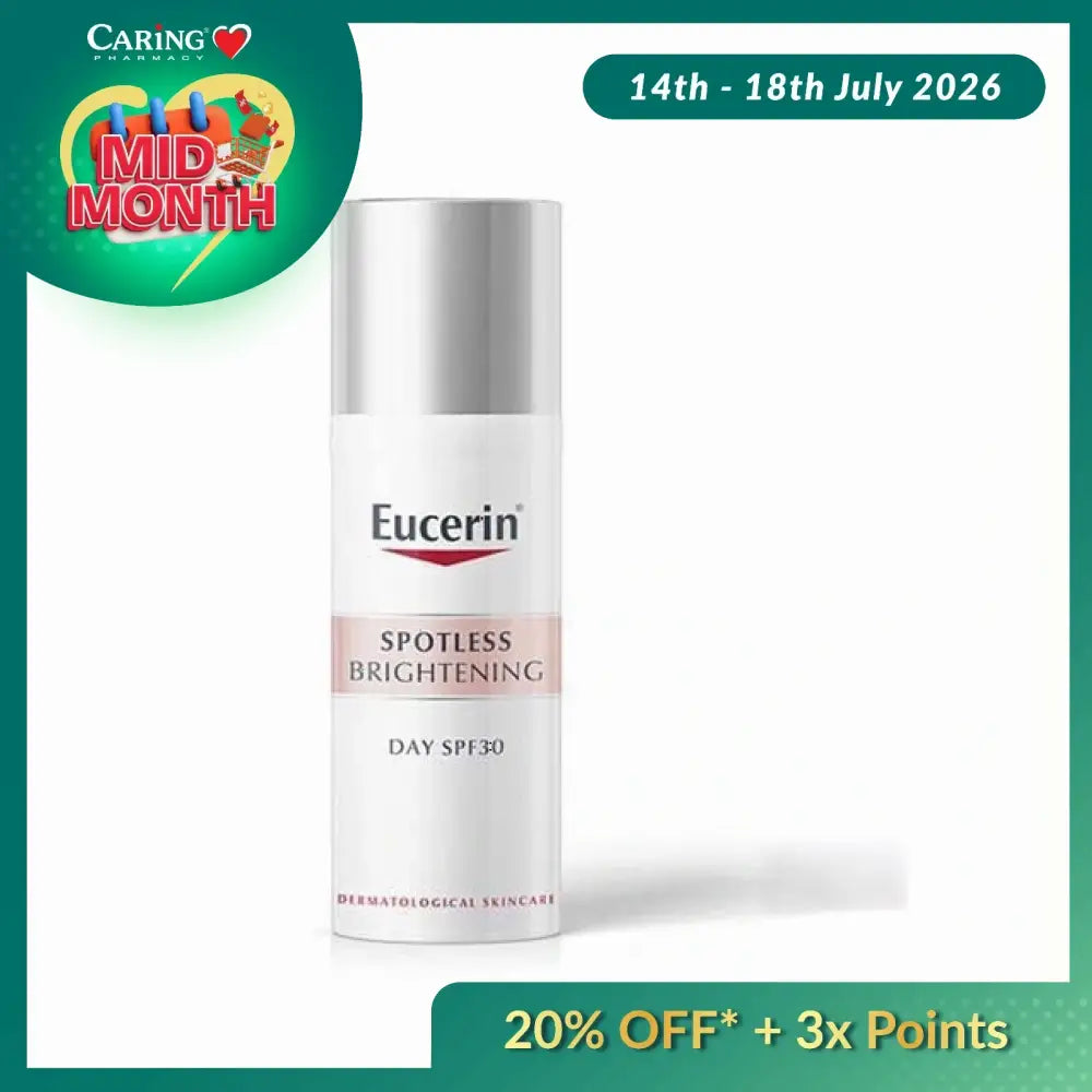 Eucerin Spotless Brightening Day Fluid SPF30 in a 50ml bottle for even skin tone and sun protection
