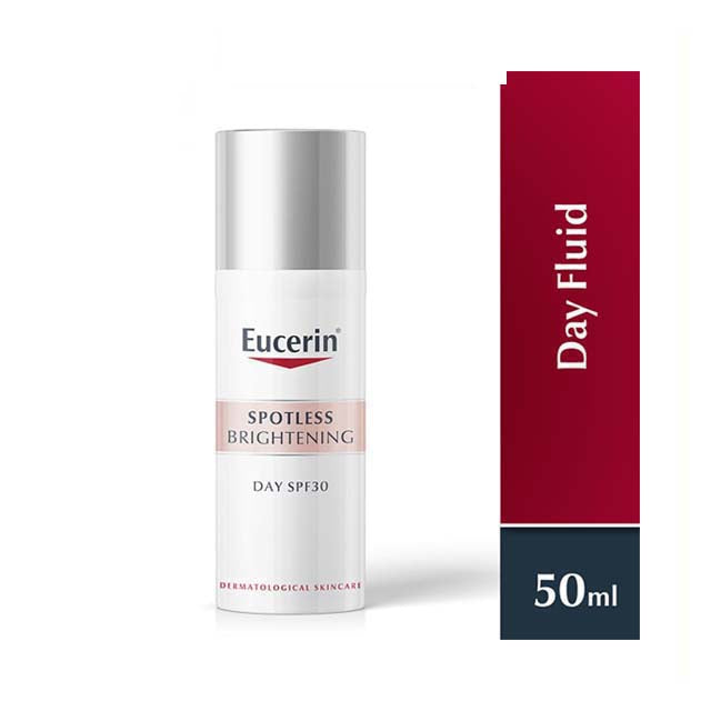 Eucerin Spotless Brightening Day Fluid SPF30 in a 50ml bottle for even skin tone and sun protection