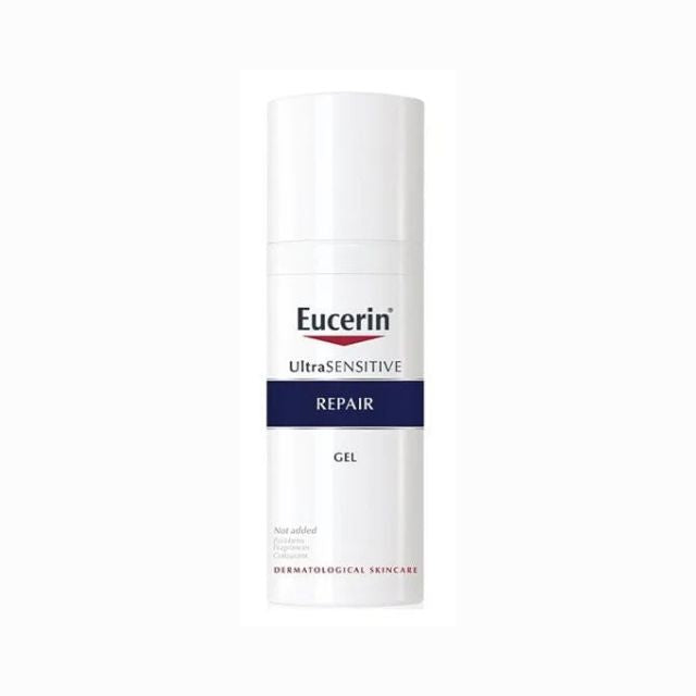 Eucerin Ultra Sensitive Repair Gel Cream in a pump bottle for soothing sensitive skin