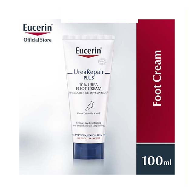 Eucerin Urea Repair foot cream in a 100ml tube for immediate relief of very dry skin