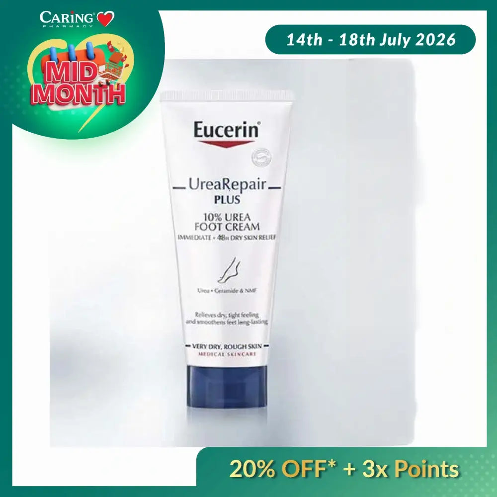 Eucerin Urea Repair foot cream in a 100ml tube for immediate relief of very dry skin
