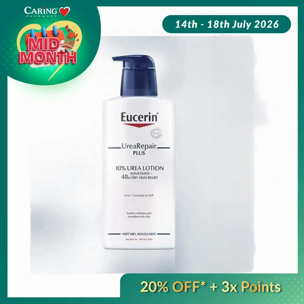 Eucerin Urea Repair Plus 10% lotion in 250ml bottle for dry skin relief and hydration