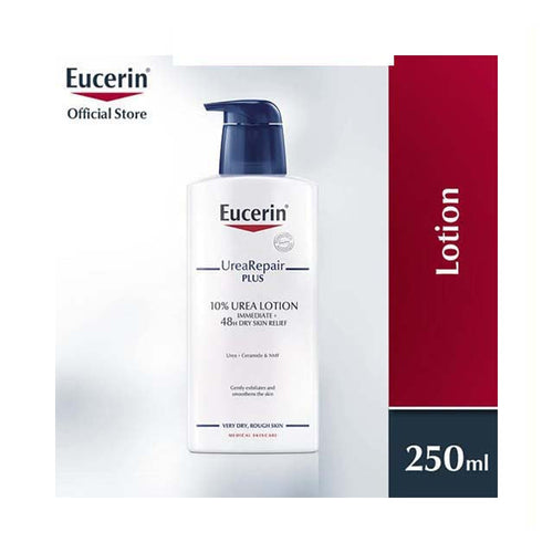 Eucerin Urea Repair Plus 10% lotion in 250ml bottle for dry skin relief and hydration