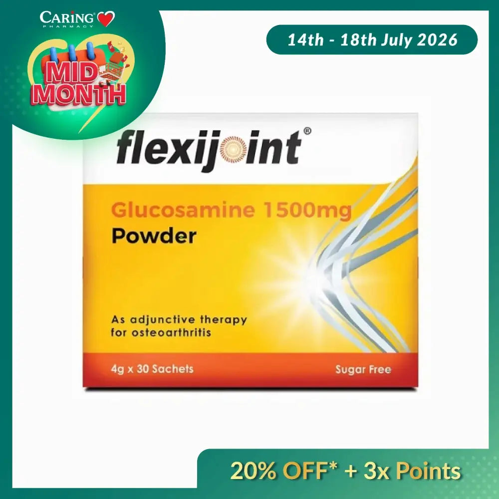 FLEXIJOINT Glucosamine Powder for Joint Pain in 1500mg sachets, 30 servings, sugar-free