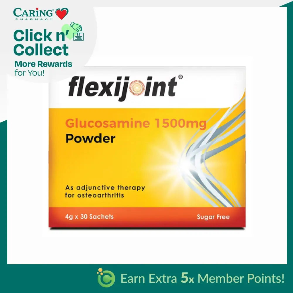 FLEXIJOINT Glucosamine Powder for Joint Pain in 1500mg sachets, 30 servings, sugar-free