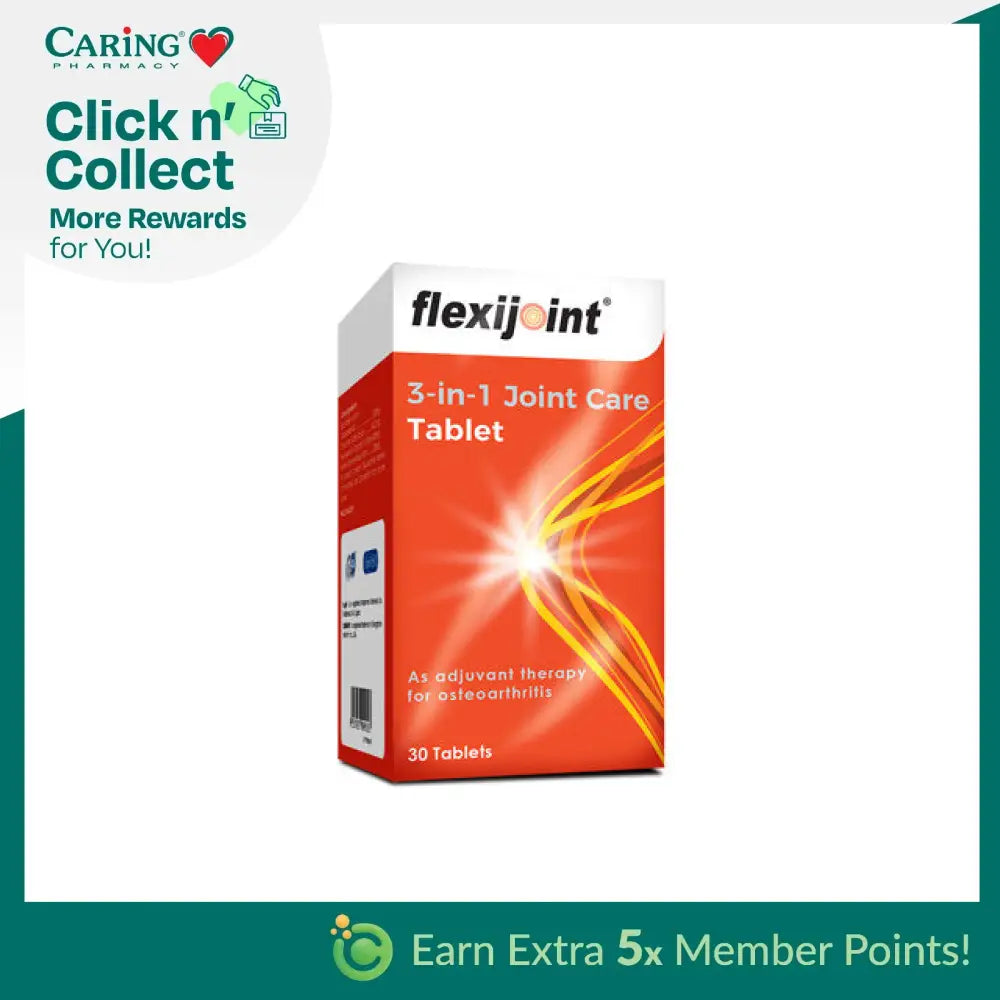 FLEXIJOINT 3 in 1 joint care supplement box containing 30 tablets for joint health support