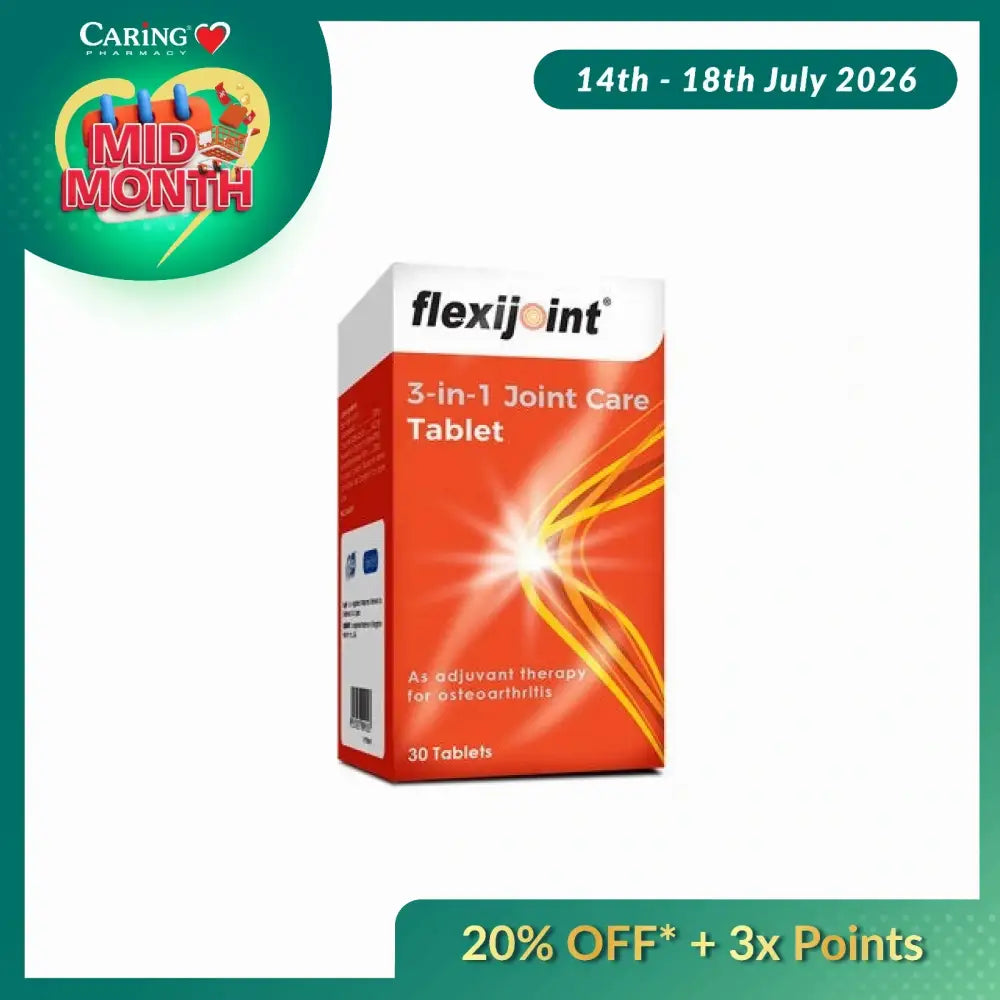 FLEXIJOINT 3 in 1 joint care supplement box containing 30 tablets for joint health support