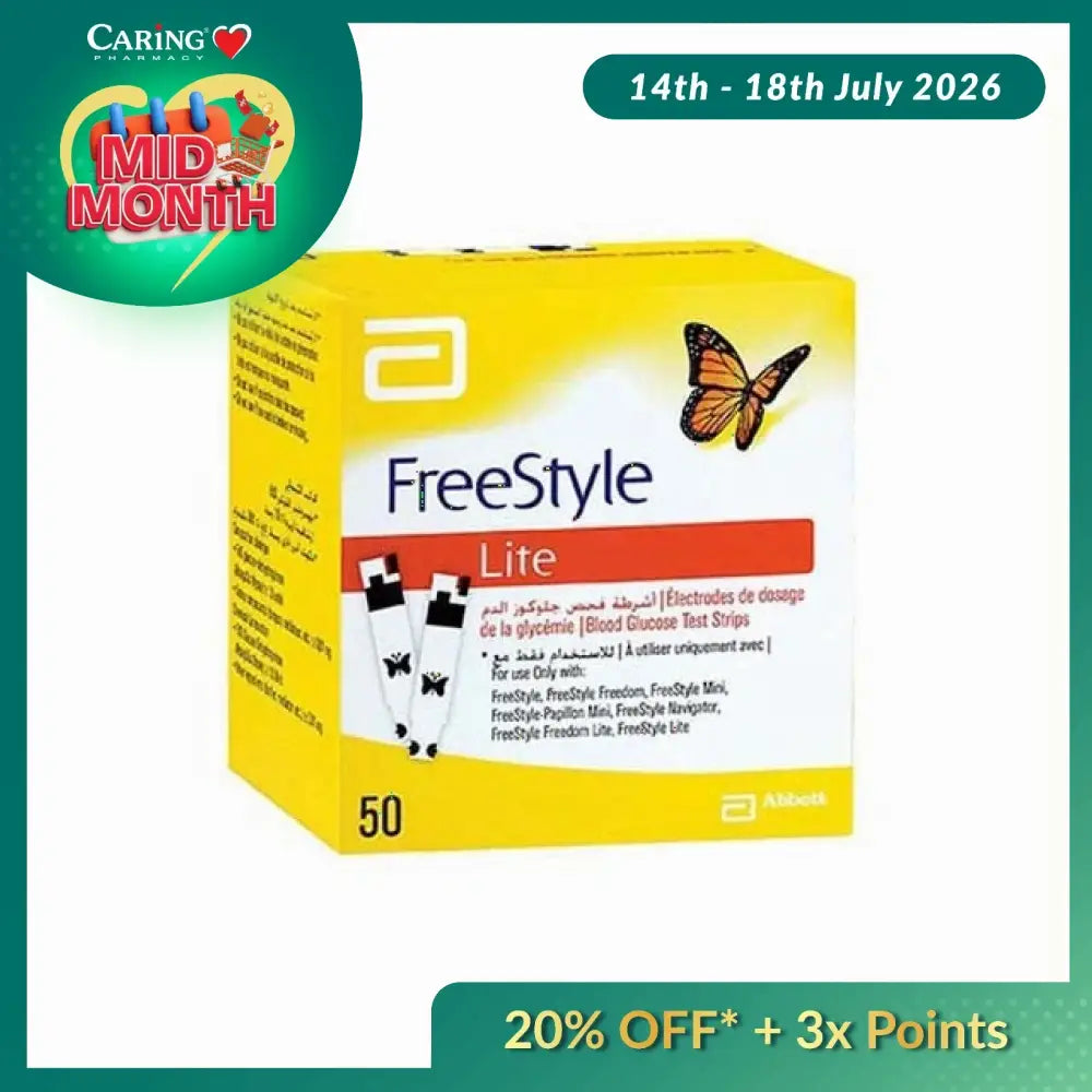 Freestyle Lite test strips 50 count for accurate blood glucose monitoring and diabetes management