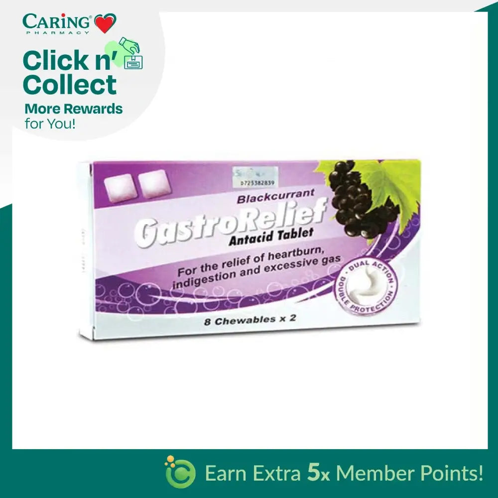 GASTRORELIEF ANTACID TAB BLACKCURRANT 16S