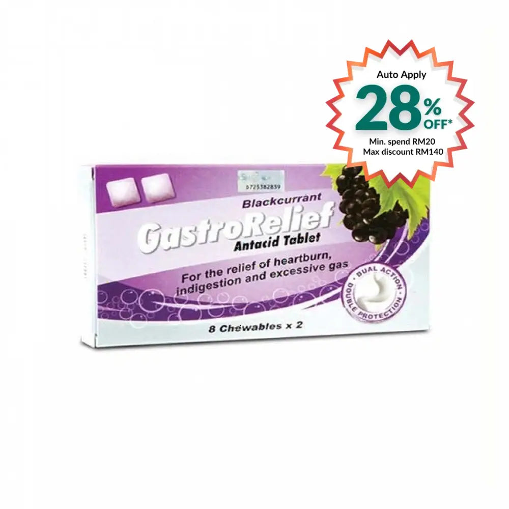 GASTRORELIEF ANTACID TAB BLACKCURRANT 16S