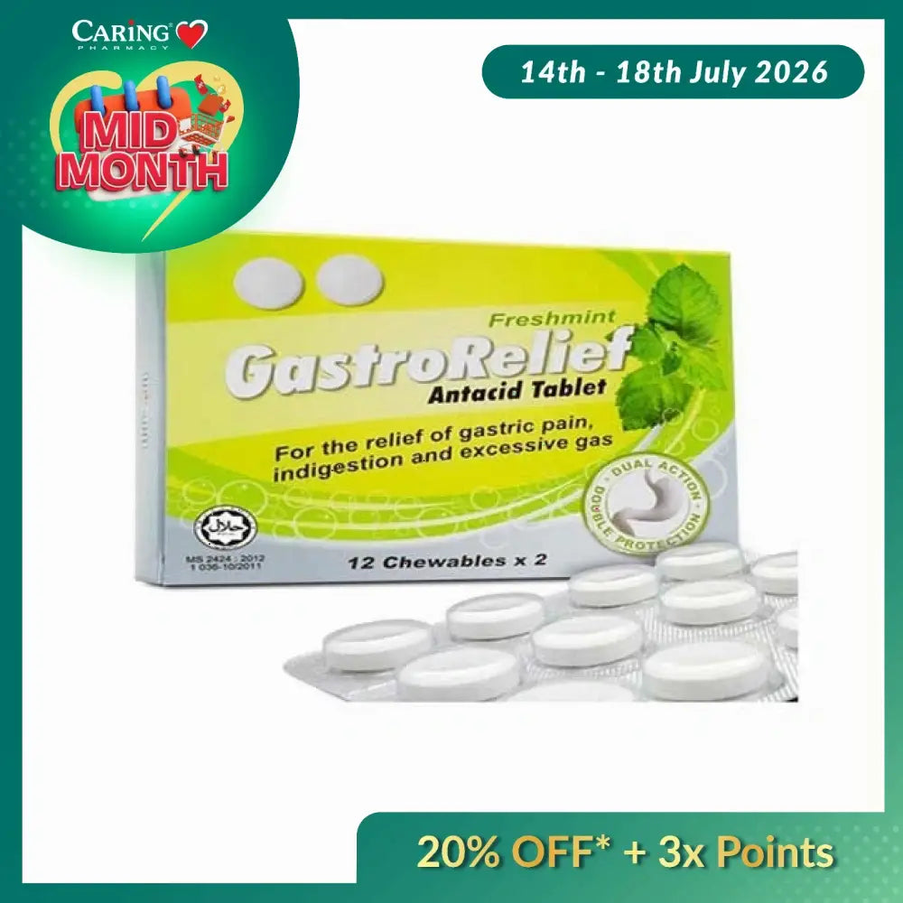 GASTRORELIEF ANTACID TAB FRESHMINT 24S