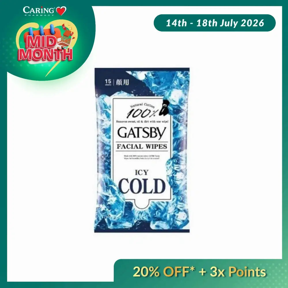 GATSBY ICY COOL CLEANSING FACIAL WIPES ICE TYPE 15S