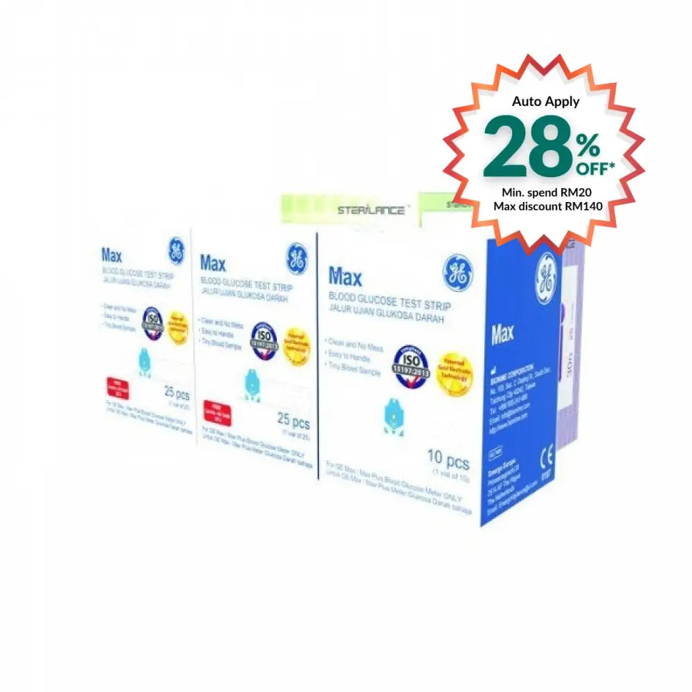 GE MAX STRIP 25S 2S FOC 10S + LANCET 25S 2S + ALCOHOL SWAB 25S 2S