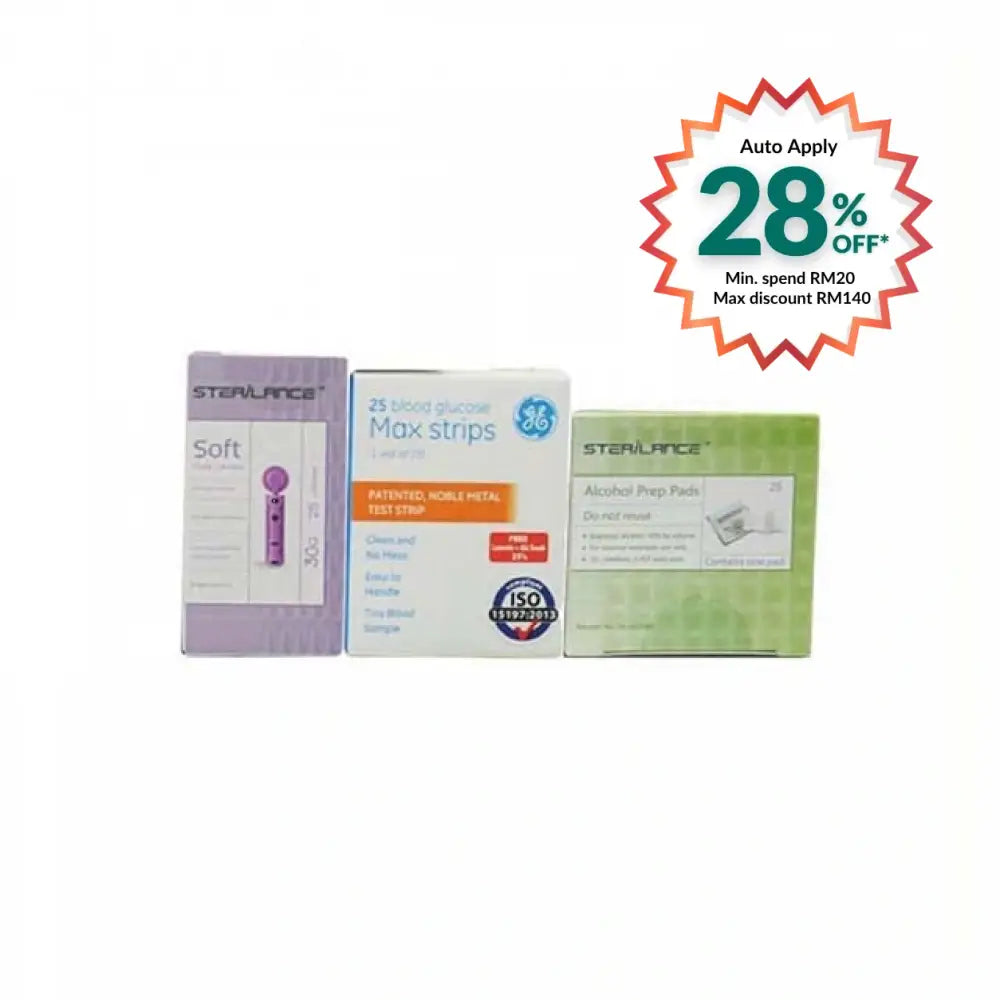 GE MAX STRIP 25S + LANCET 25S + ALCOHOL SWAB 25S