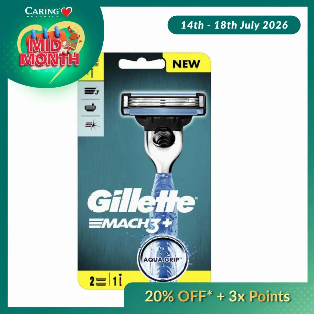 GILLETTE MACH 3+ AQUA GRIP 2UP RAZOR 1S