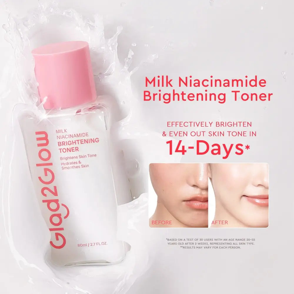 GLAD2GLOW MILK NIACINAMIDE BRIGHTENING TONER 80ML