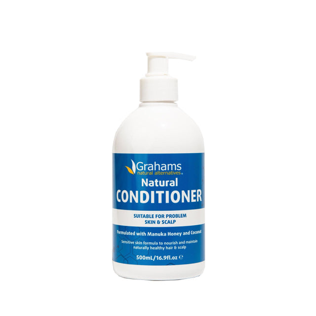 Grahams Natural Conditioner for sensitive scalp with Manuka honey and coconut in a 500ml bottle