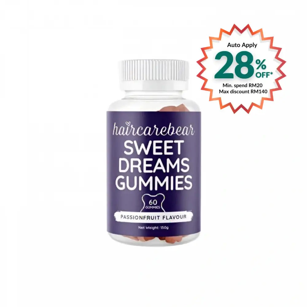 HAIR CARE BEAR Sweet Dreams Gummies for Sleep in Passionfruit Flavor, 60 Count Bottle