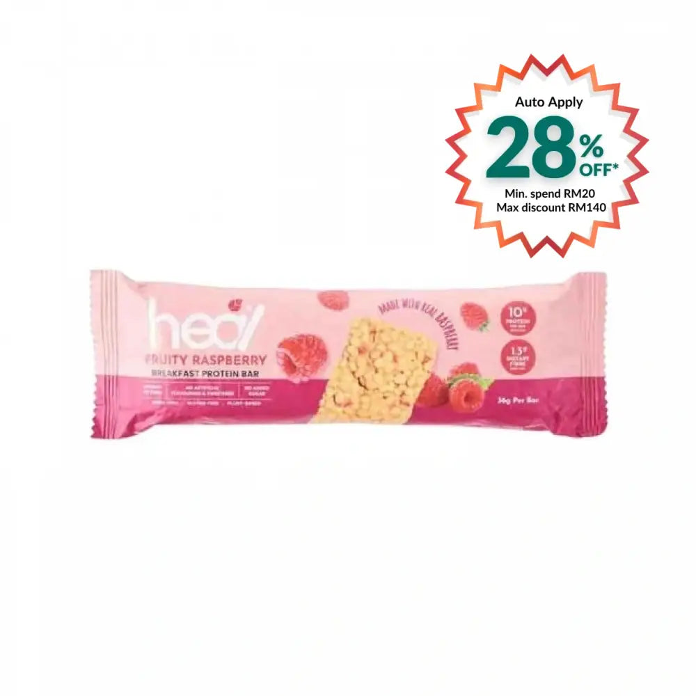 HEAL FRUITY RASPBERRY PROTEIN BAR 36G