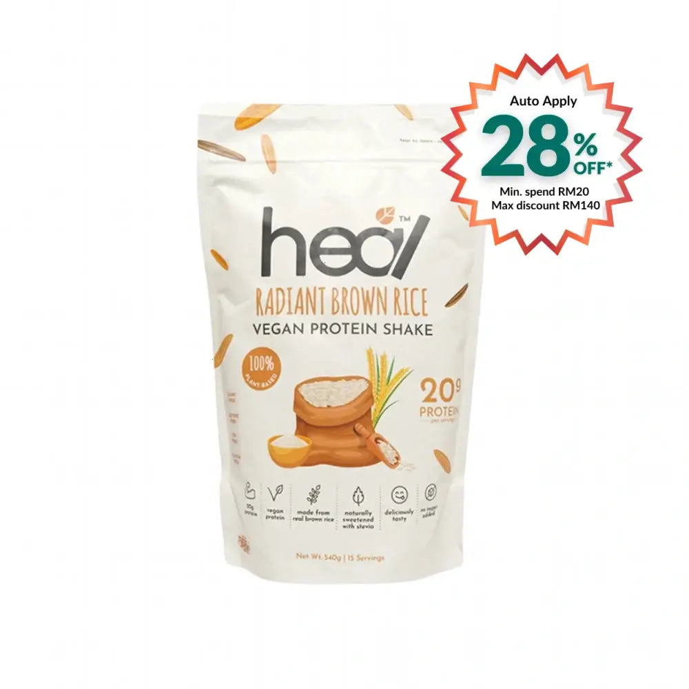 HEAL RADIANT BROWN RICE VEGAN PROTEIN SHAKE POWDER 540G