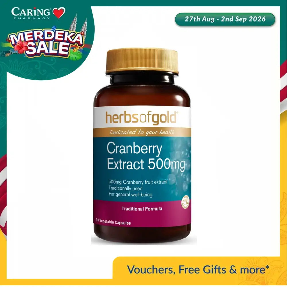 HERBS OF GOLD CRANBERRY EXTRACT 500MG 90S