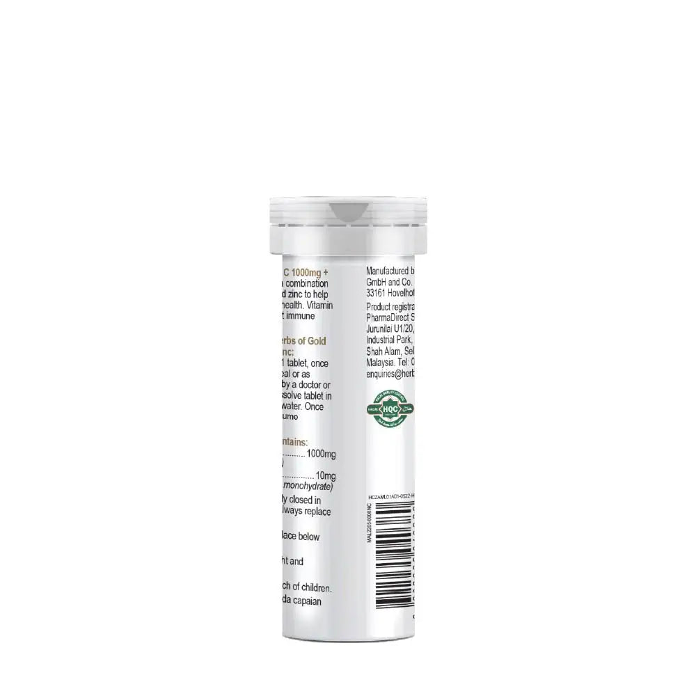 HERBS OF GOLD EFFERVESCENT C 1000MG + ZINC 10S