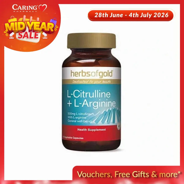 HERBS OF GOLD L-CITRULLINE 500MG + L-ARGININE 250MG 60S