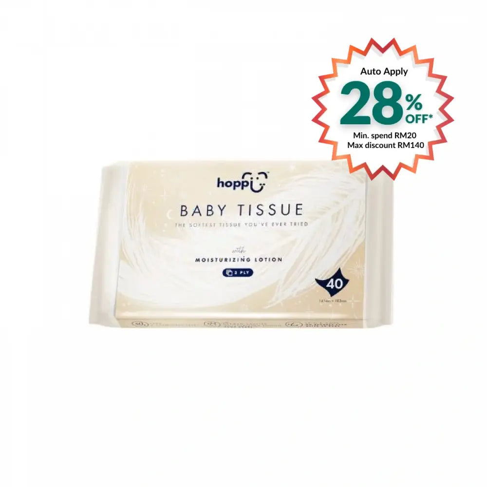 HOPPI baby tissue 40 sheets pack with moisturizing lotion for gentle skin care