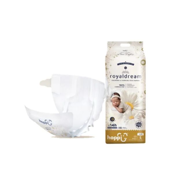 Hoppi Royal Dream tape diapers L with soft and breathable material for all-day comfort