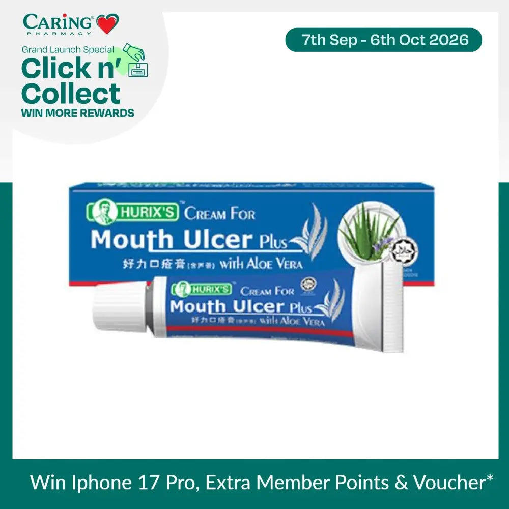 HURIXS Mouth Ulcer Cream with Aloe Vera in a tube for soothing mouth ulcers and promoting healing