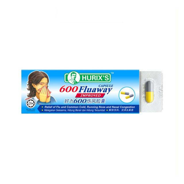 HURIXS Fluaway 600 flu relief capsules Malaysia for effective relief from flu symptoms