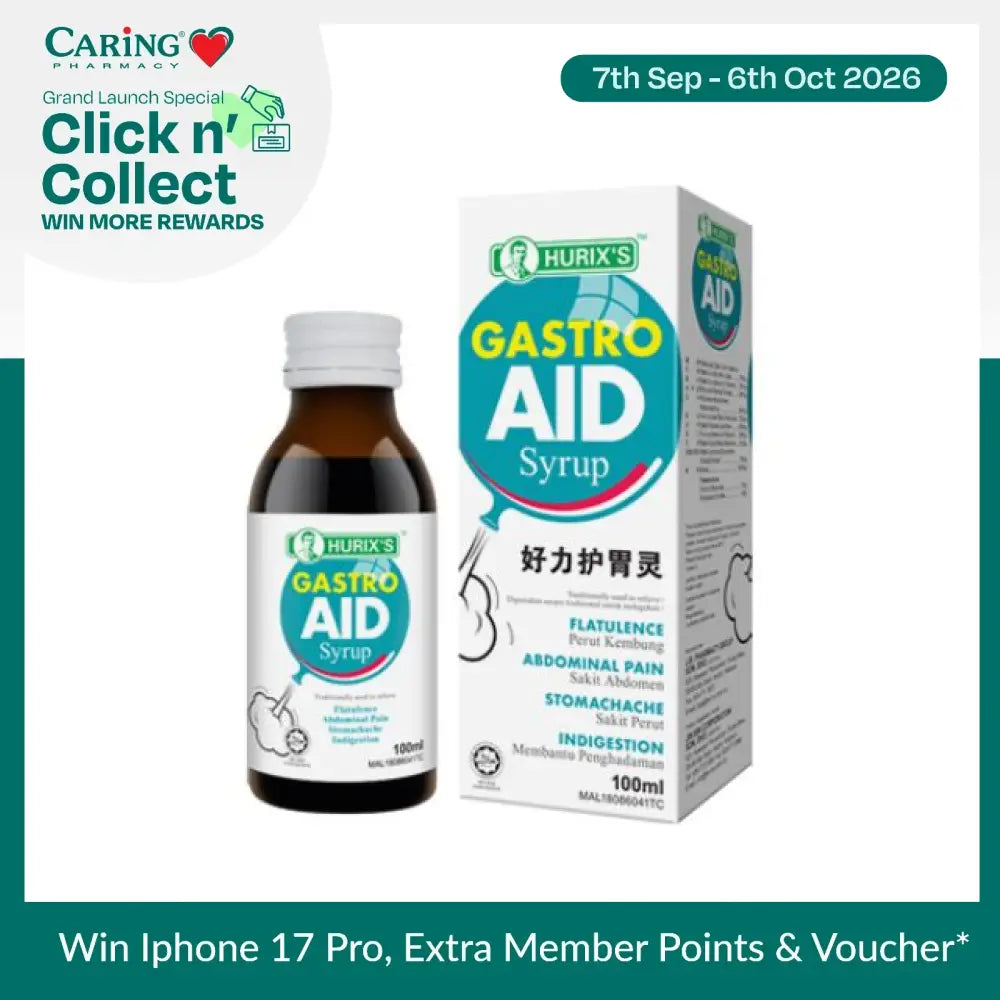 Hurixs Gastro Aid Syrup 100ml designed for relief from flatulence and stomach discomfort