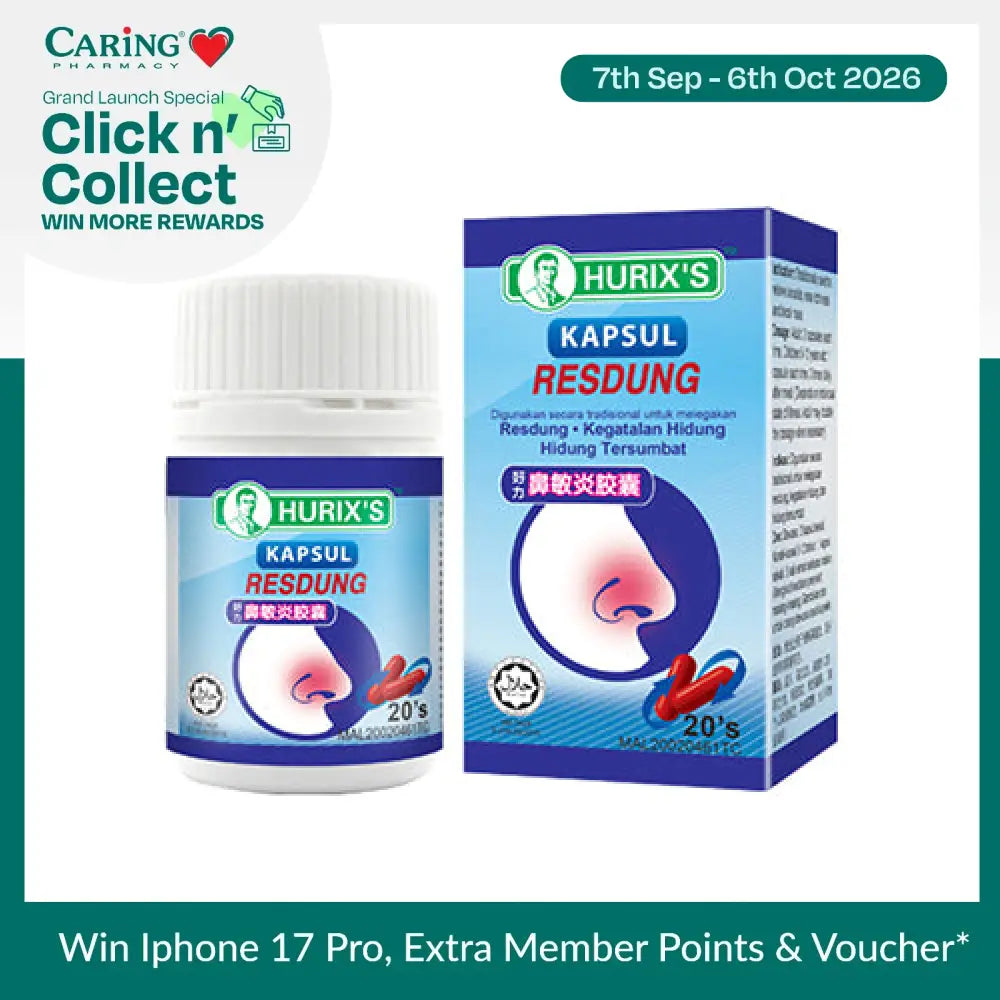 Hurixs Resdung Capsules Malaysia for relieving nasal congestion and allergy symptoms