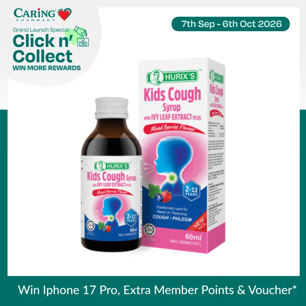 HURIXS Kids Cough Syrup with Ivy Leaf Extract for children aged 2-12 years, 600ml bottle