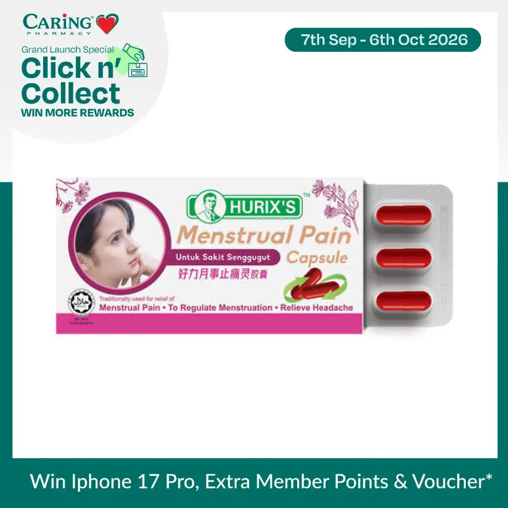 HURIXS Menstrual Pain Relief Capsules in a Blister Pack for Effective Menstrual Pain Relief