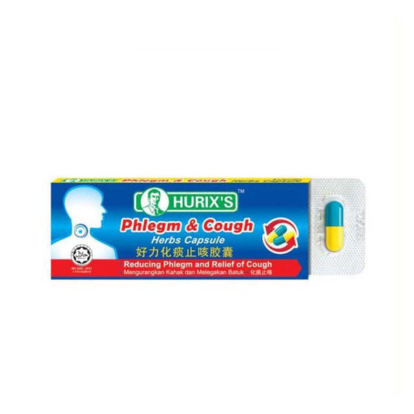 HURIXS Phlegm and Cough Relief Capsules in packaging for effective cough relief