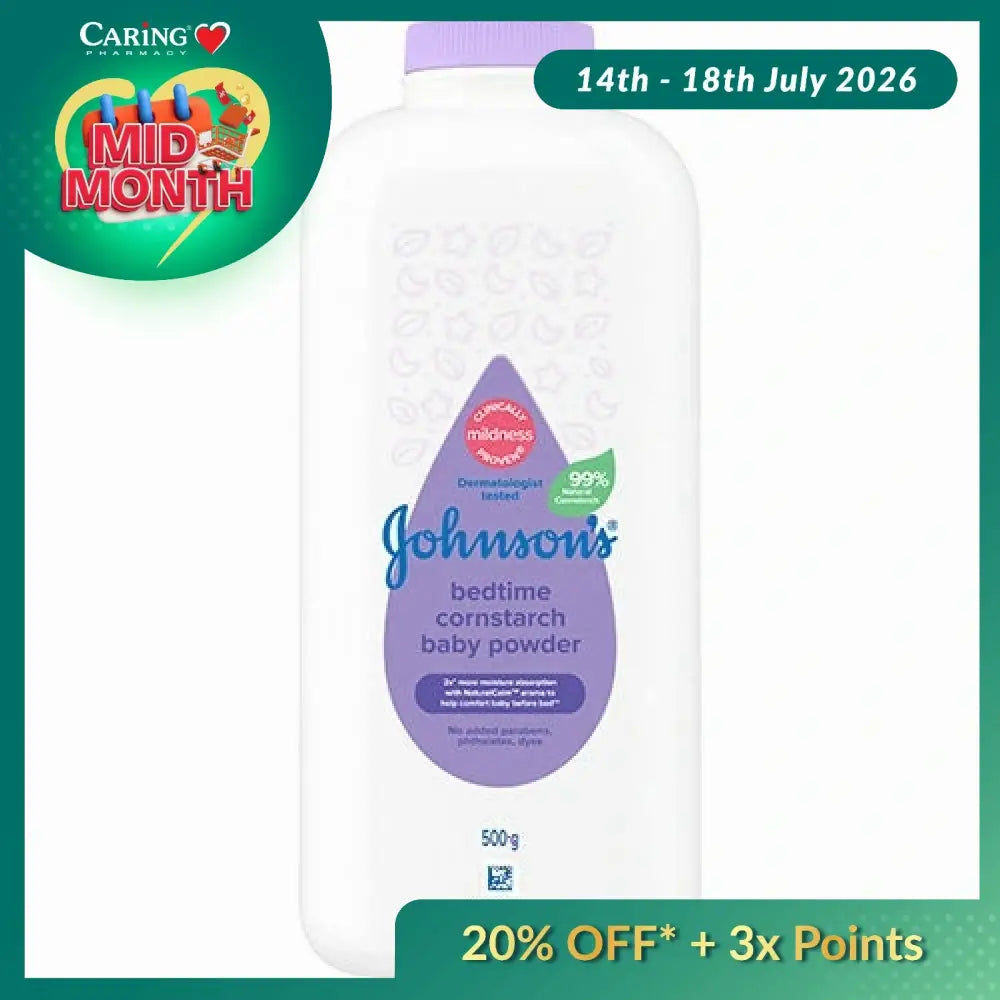 JOHNSONS BABY CORNSTARCH POWDER BEDTIME 500G