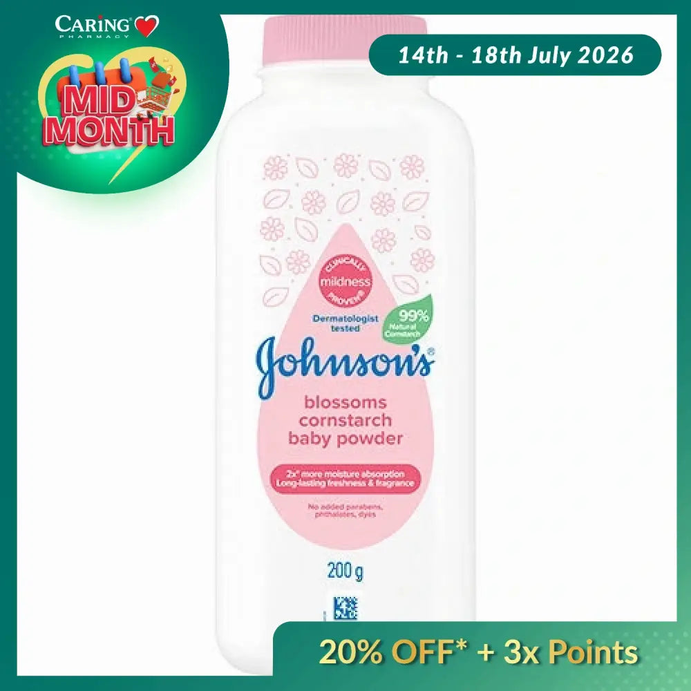 JOHNSONS BABY CORNSTARCH POWDER BLOSSOM 200G