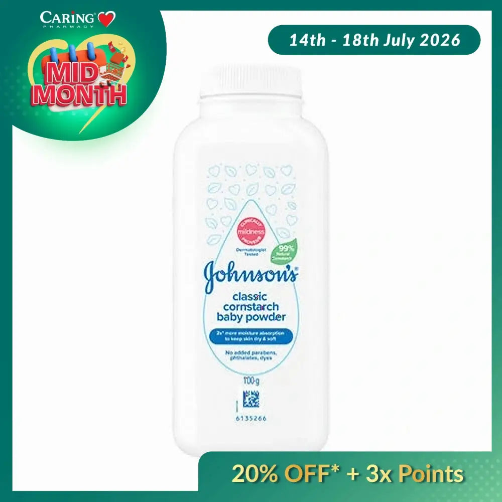 JOHNSONS BABY CORNSTARCH POWDER CLASSIC 100G