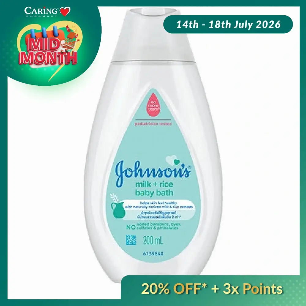 JOHNSONS BABY MILK + RICE BATH 200ML