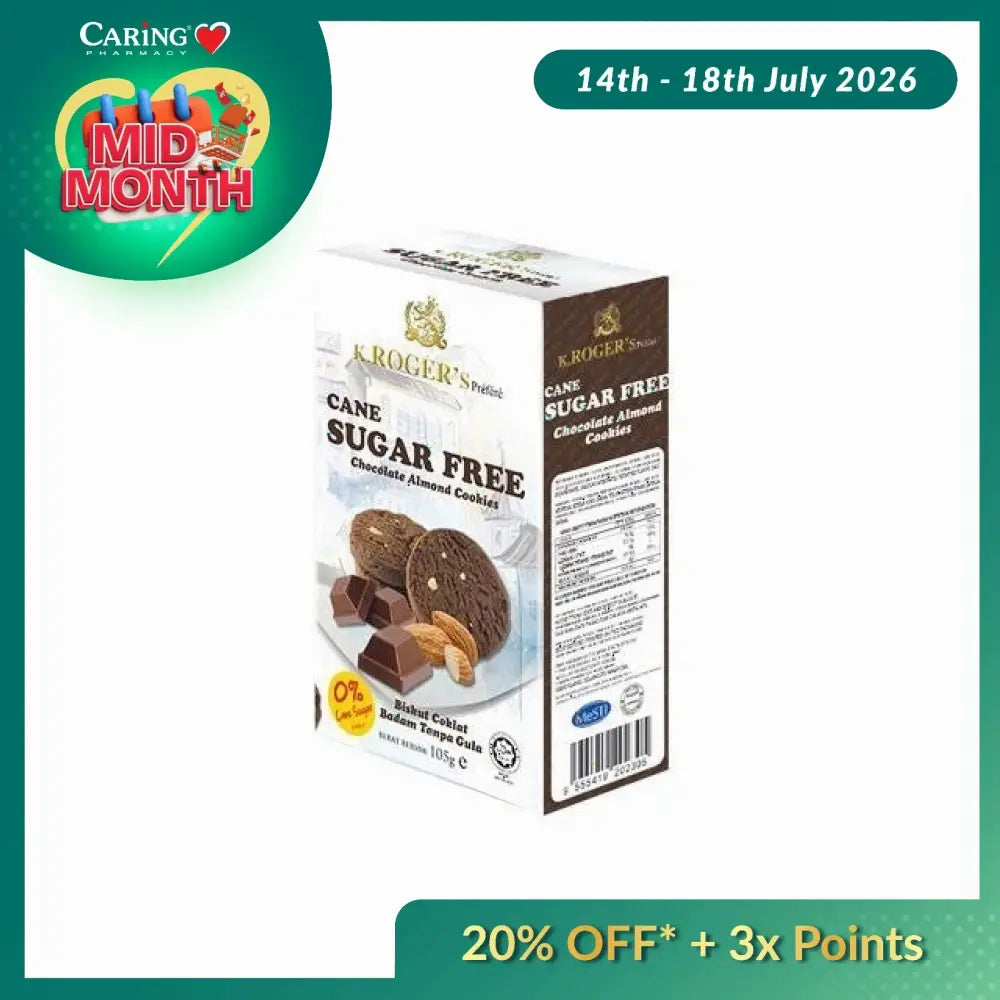 K. ROGERS SUGAR FREE CHOCOLATE ALMOND COOKIES 105G
