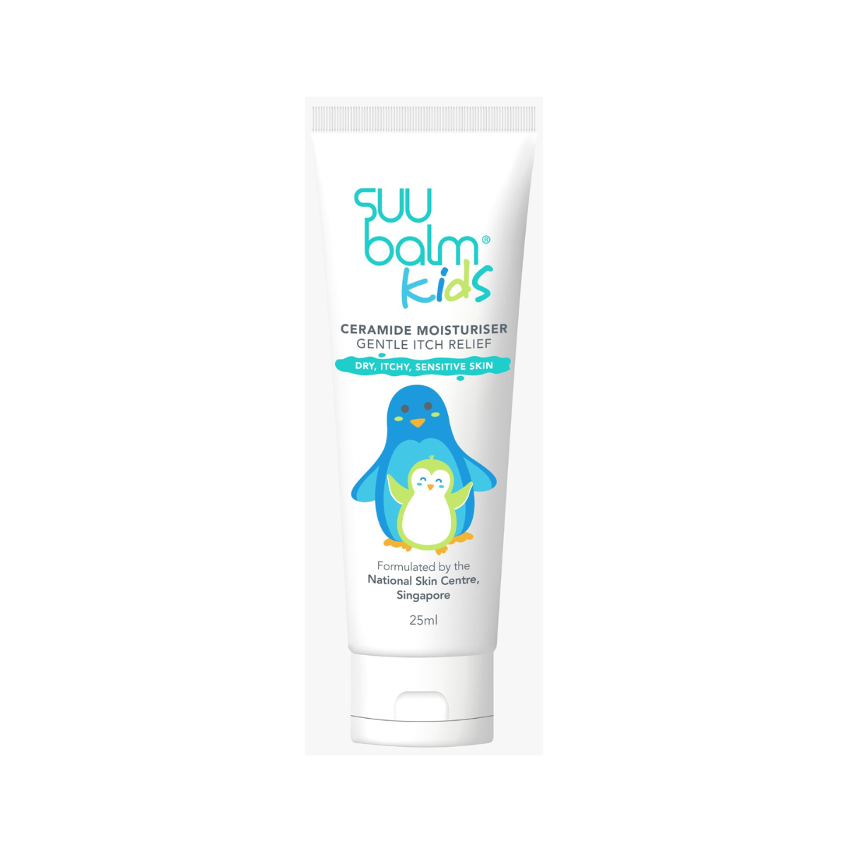 SUU BALM kids itch relief cream in a 25ml tube for dry, itchy sensitive skin