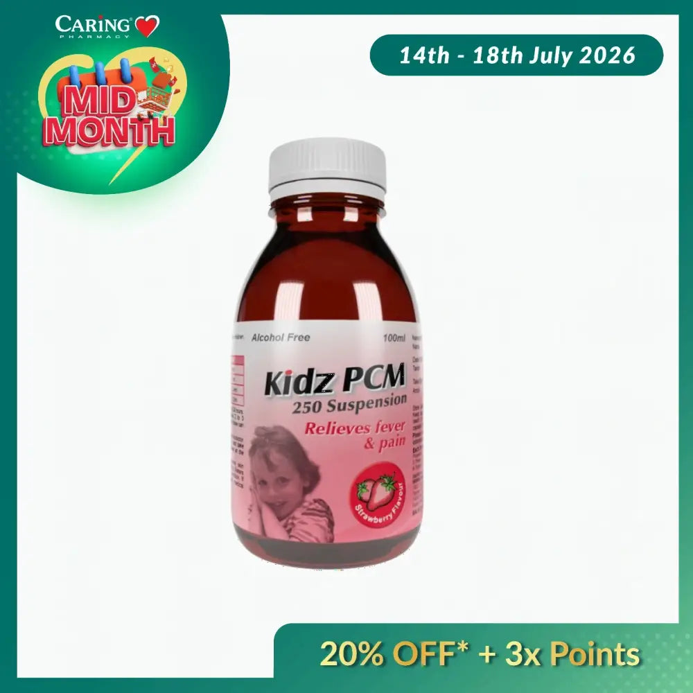 KIDZ PCM 250MG SUSPENSION (STRAWBERRY) 100ML