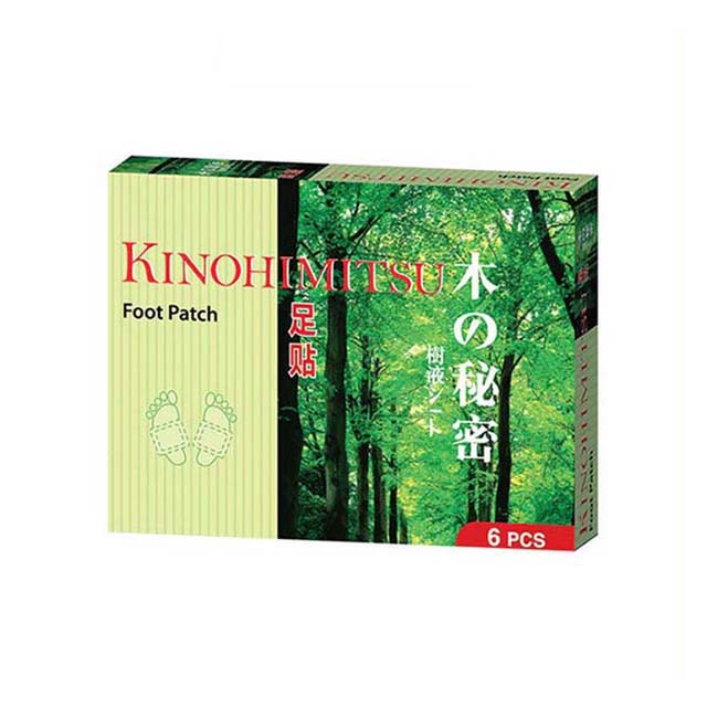 KINOHIMITSU foot patch box containing six pieces for detox and wellness benefits