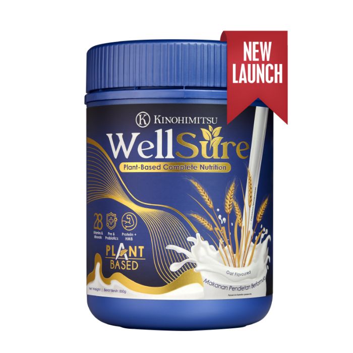 KINOHIMITSU Wellsure plant-based nutrition powder with oat flavor and complete nutrition benefits