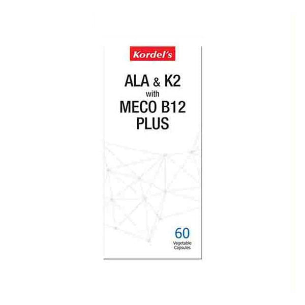 Kordel's ALA K2 B12 supplement box containing 60 vegetable capsules for health support