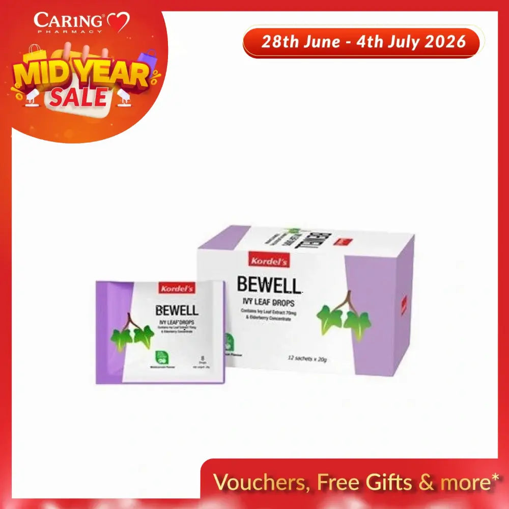 Kordels Bewell Ivy Leaf Drops 30g Pack of 12 Sachets for Respiratory Health and Comfort
