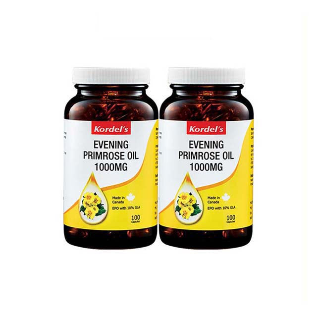 KORDEL'S Evening Primrose Oil 1000mg Capsules in Two Bottles for Overall Wellness